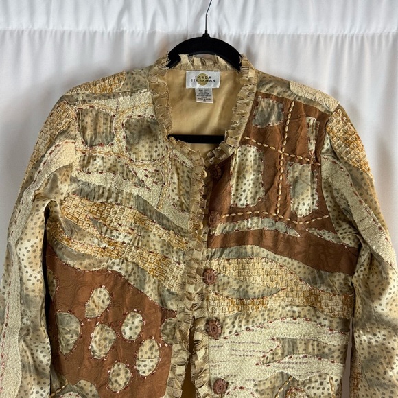 Vintage 1990s Sandy Starkman Designer
Cardigan With Patchwork Abstract Size:M - Picture 4 of 17
